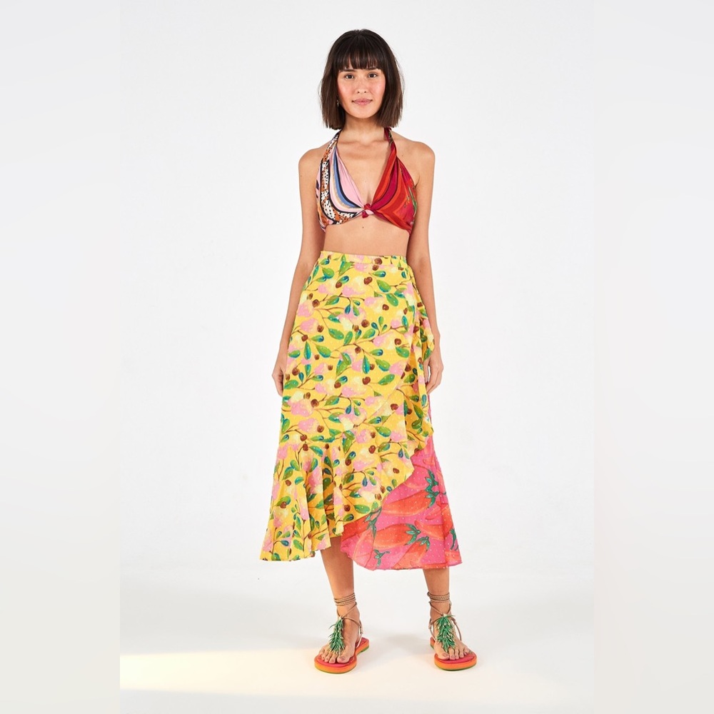 NWOT FARM RIO Garden Mix Wrap Skirt MEDIUM